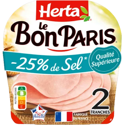 HERTA LE BON PARIS Jambon -25% de sel x2 -70g