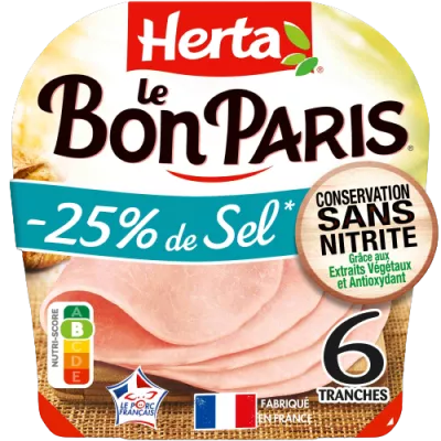 HERTA LE BON PARIS Jambon Sans Nitrite sel réduit 6T 210g