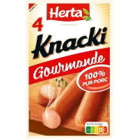 HERTA KNACKI GOURMANDE Saucisses 100% Pur Porc x4 -280g