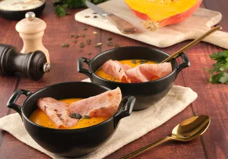 Soupe de potimarron au bacon