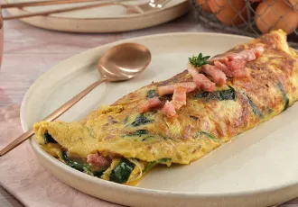 Omelette épinards et lardons