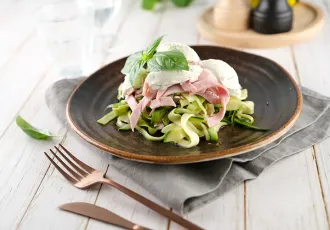 Tagliatelles de courgette, jambon