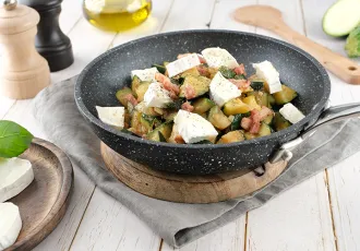 Courgette chèvre lardons