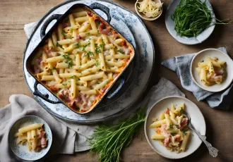 IA Gratin de pâtes, jambon et ciboulette