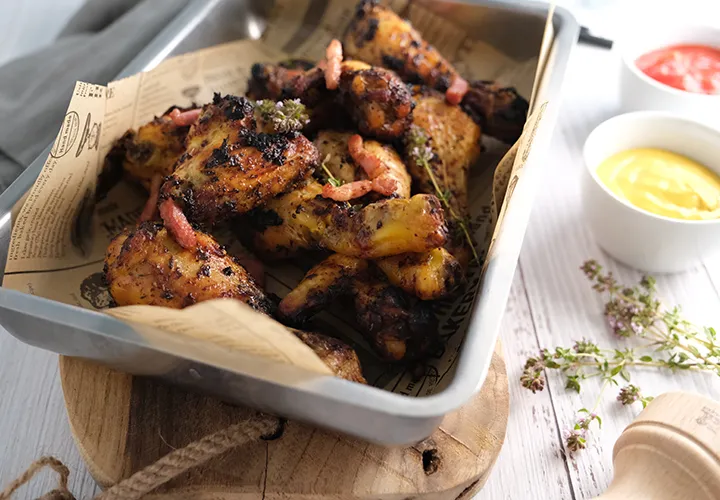 Ailes de poulet aux lardons et herbes de Provence